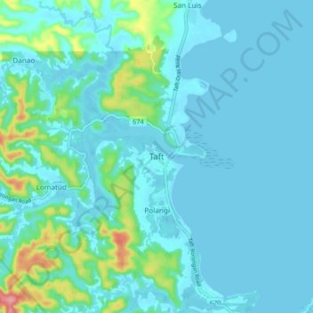 Topografische Karte Taft, Höhe, Relief