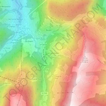 Topografische Karte Les Colombières, Höhe, Relief