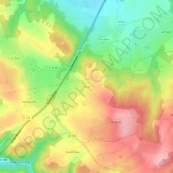 Topografische Karte Achat, Höhe, Relief