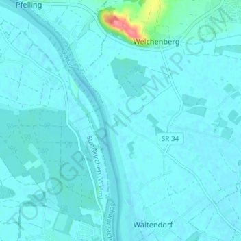 Topografische Karte Alkofen, Höhe, Relief