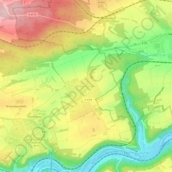 Topografische Karte Bildechingen, Höhe, Relief