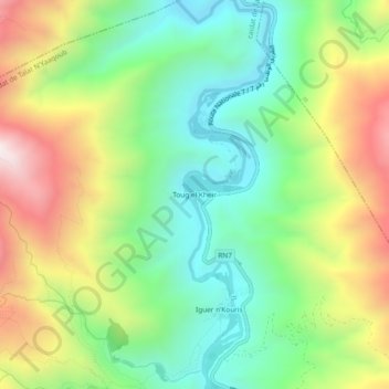Topografische Karte Toug el Kheïr, Höhe, Relief