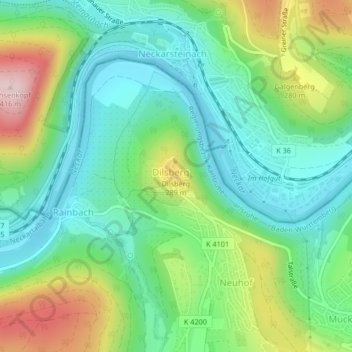 Topografische Karte Dilsberg, Höhe, Relief