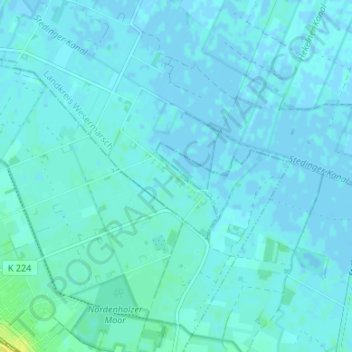 Topografische Karte Hekelermoor, Höhe, Relief