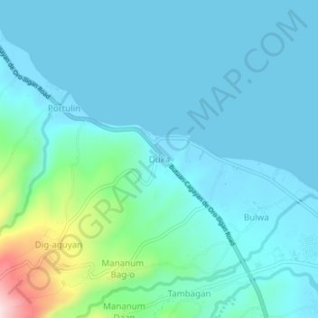 Topografische Karte Duka, Höhe, Relief