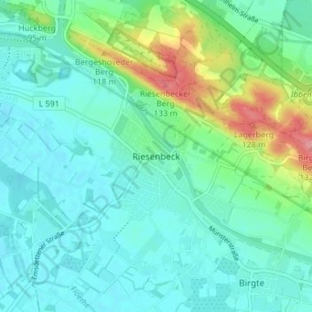 Topografische Karte Riesenbeck, Höhe, Relief