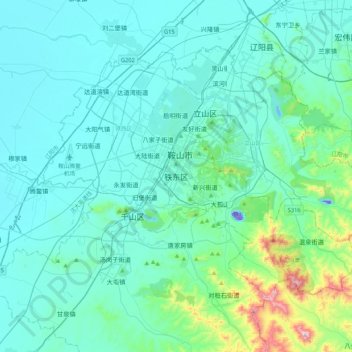 Topografische Karte Tiedong, Höhe, Relief