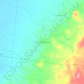 Topografische Karte General Malvar, Höhe, Relief