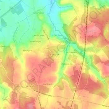 Topografische Karte Buffe Ongle, Höhe, Relief