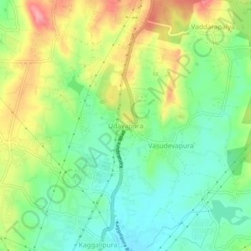 Topografische Karte Udayapura, Höhe, Relief