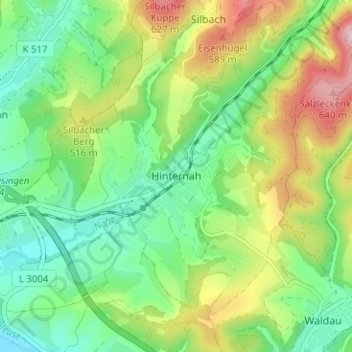 Topografische Karte Hinternah, Höhe, Relief