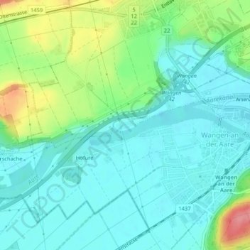 Topografische Karte Insel, Höhe, Relief