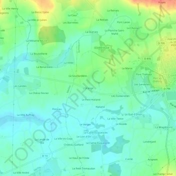 Topografische Karte L'Orange, Höhe, Relief