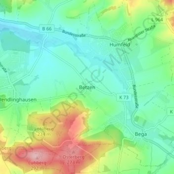 Topografische Karte Betzen, Höhe, Relief