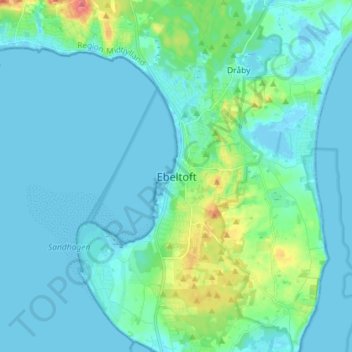 Topografische Karte Ebeltoft, Höhe, Relief
