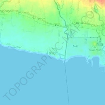 Topografische Karte Baclaran, Höhe, Relief