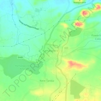 Topografische Karte Kamalapura, Höhe, Relief