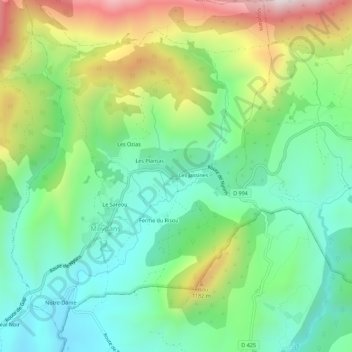 Topografische Karte Rasse, Höhe, Relief