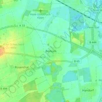 Topografische Karte Berkum, Höhe, Relief