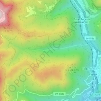 Topografische Karte Sot del Bac, Höhe, Relief