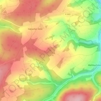 Topografische Karte Stollberg, Höhe, Relief