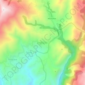Topografische Karte Epanochori, Höhe, Relief