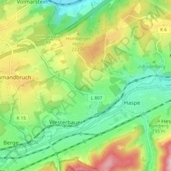 Topografische Karte Spielbrink, Höhe, Relief