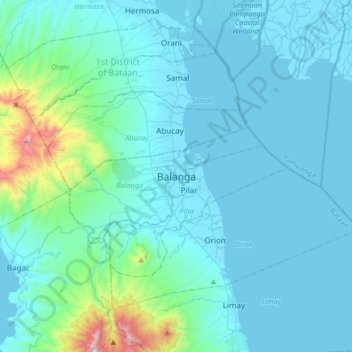 Topografische Karte Balanga, Höhe, Relief