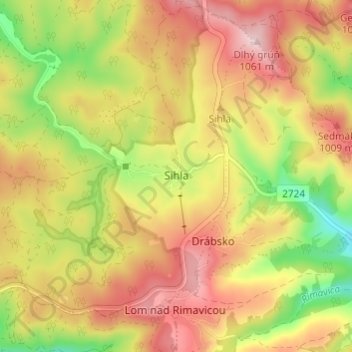 Topografische Karte Sihla, Höhe, Relief