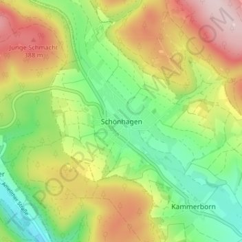 Topografische Karte Schönhagen, Höhe, Relief