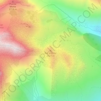 Topografische Karte Roc d'Enfer, Höhe, Relief