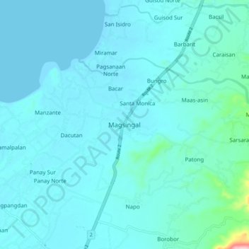 Topografische Karte Magsingal, Höhe, Relief