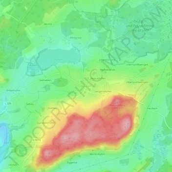 Topografische Karte Beuren, Höhe, Relief