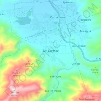 Topografische Karte San Lorenzo, Höhe, Relief