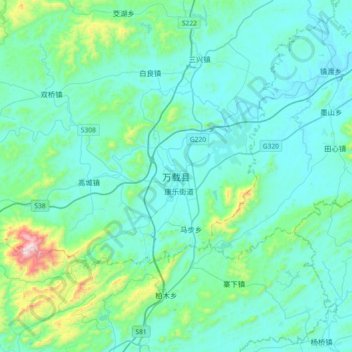 Topografische Karte 万载县, Höhe, Relief