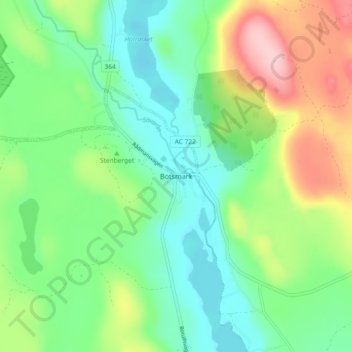 Topografische Karte Botsmark, Höhe, Relief