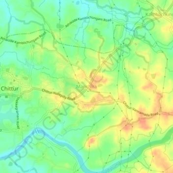 Topografische Karte Manchira, Höhe, Relief