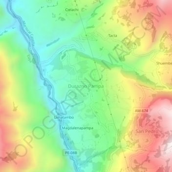 Topografische Karte Durazno Pampa, Höhe, Relief