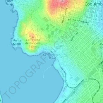 Topografische Karte Cerro Alegre, Höhe, Relief