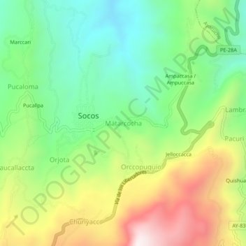 Topografische Karte Matarcocha, Höhe, Relief
