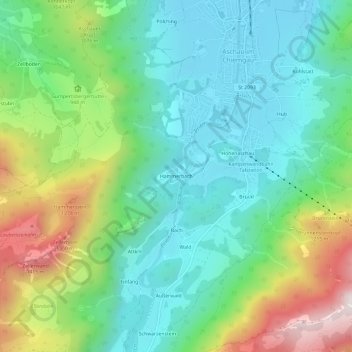Topografische Karte Hammerbach, Höhe, Relief