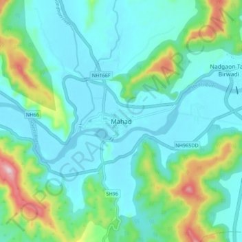 Topografische Karte Mahad, Höhe, Relief