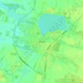 Topografische Karte Sunds, Höhe, Relief