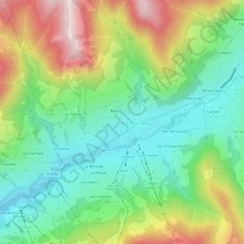 Topografische Karte Le Chenaz, Höhe, Relief