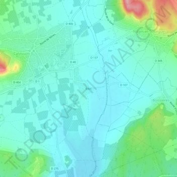 Topografische Karte Bizac, Höhe, Relief