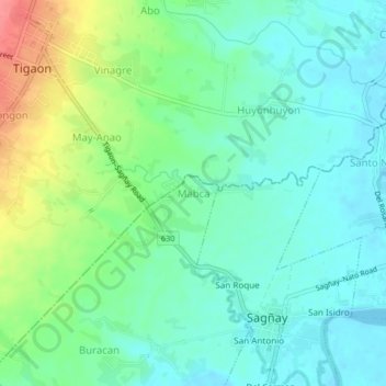 Topografische Karte Mabca, Höhe, Relief