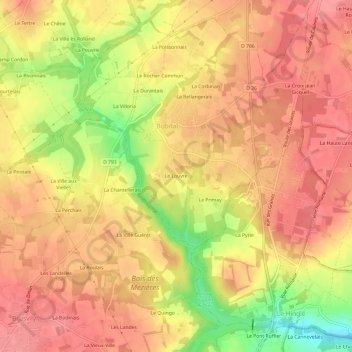 Topografische Karte Le Louvre, Höhe, Relief