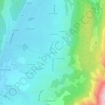Topografische Karte Les Girards, Höhe, Relief