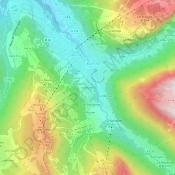 Topografische Karte Les Nants, Höhe, Relief
