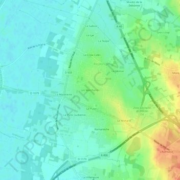 Topografische Karte Les Marchands, Höhe, Relief